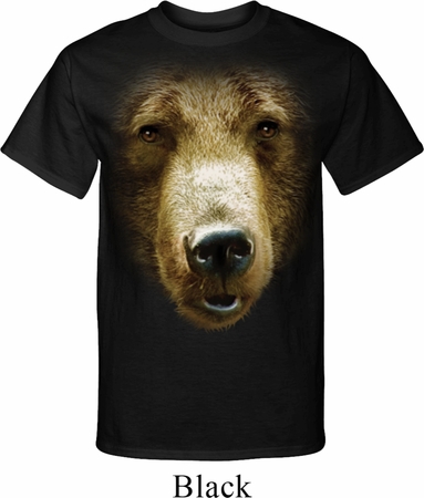 Mens Grizzly Bear Shirt Big Grizzly Bear Face Tall Tee T-Shirt