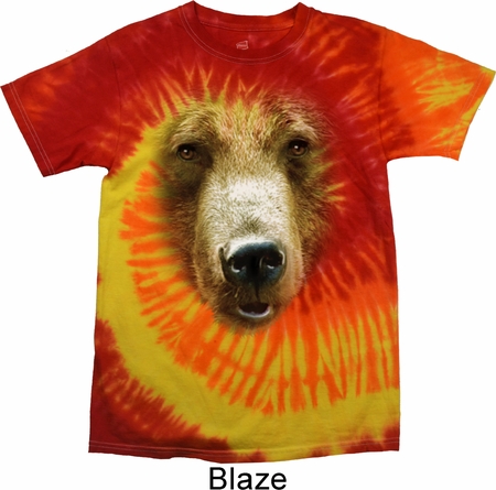 Mens Grizzly Bear Shirt Big Grizzly Bear Face Tie Dye T-shirt