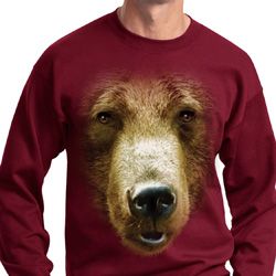 Mens Grizzly Bear Sweatshirt Big Grizzly Bear Face Sweat Shirt Mens Grizzly Bear Sweatshirt Big Grizzly Bear Face Sweat Shirt