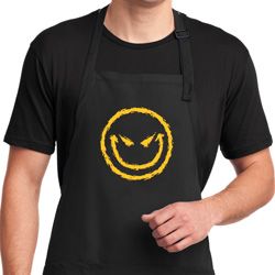 Mens Halloween Apron Evil Smiley Face Full Length Apron with Pockets