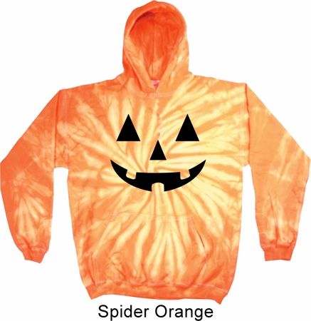 Mens Halloween Hoodie Black Jack O Lantern Tie Dye Hoody