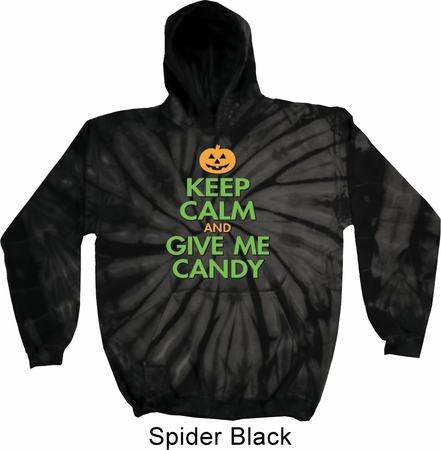 Mens Halloween Hoodie Keep Calm and Give Me Candy Tie Dye Hoody