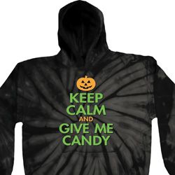 Mens Halloween Hoodie Keep Calm and Give Me Candy Tie Dye Hoody