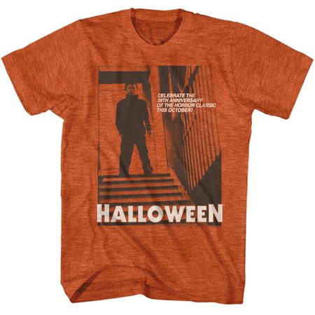Clearance - Mens Halloween Movie STAIRS 2 T-shirt - Orange Heather