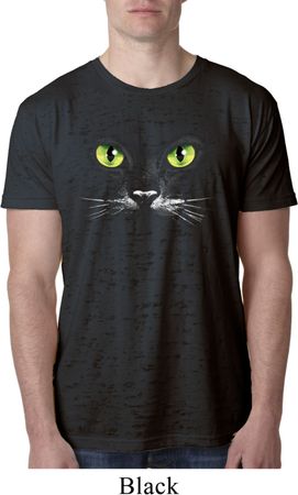 Mens Halloween Shirt Black Cat Burnout Tee T-Shirt