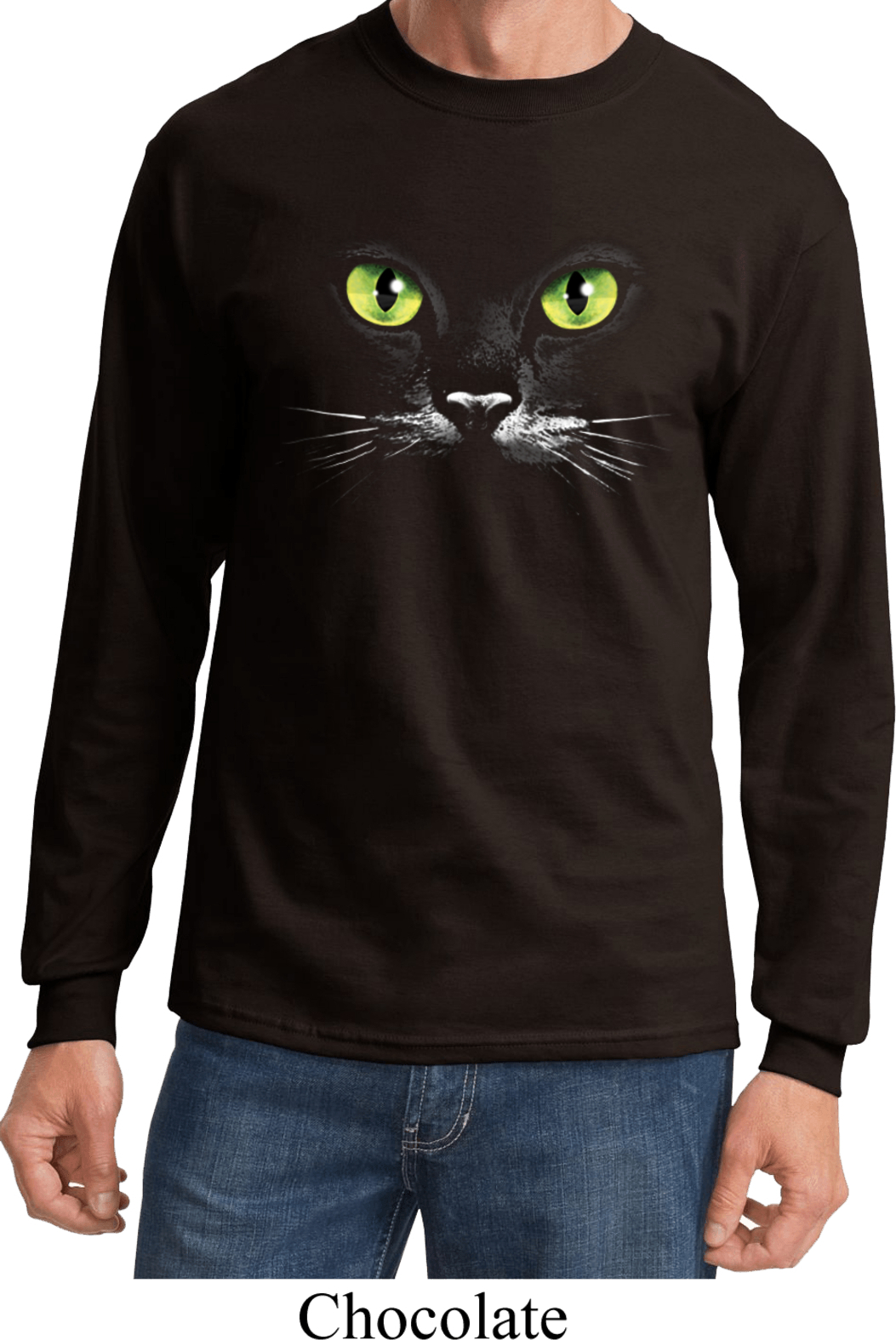 Mens Halloween Shirt Black Cat Long Sleeve Tee TShirt Black Cat Mens