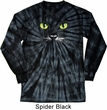 Mens Halloween Shirt Black Cat Long Sleeve Tie Dye Tee T-shirt