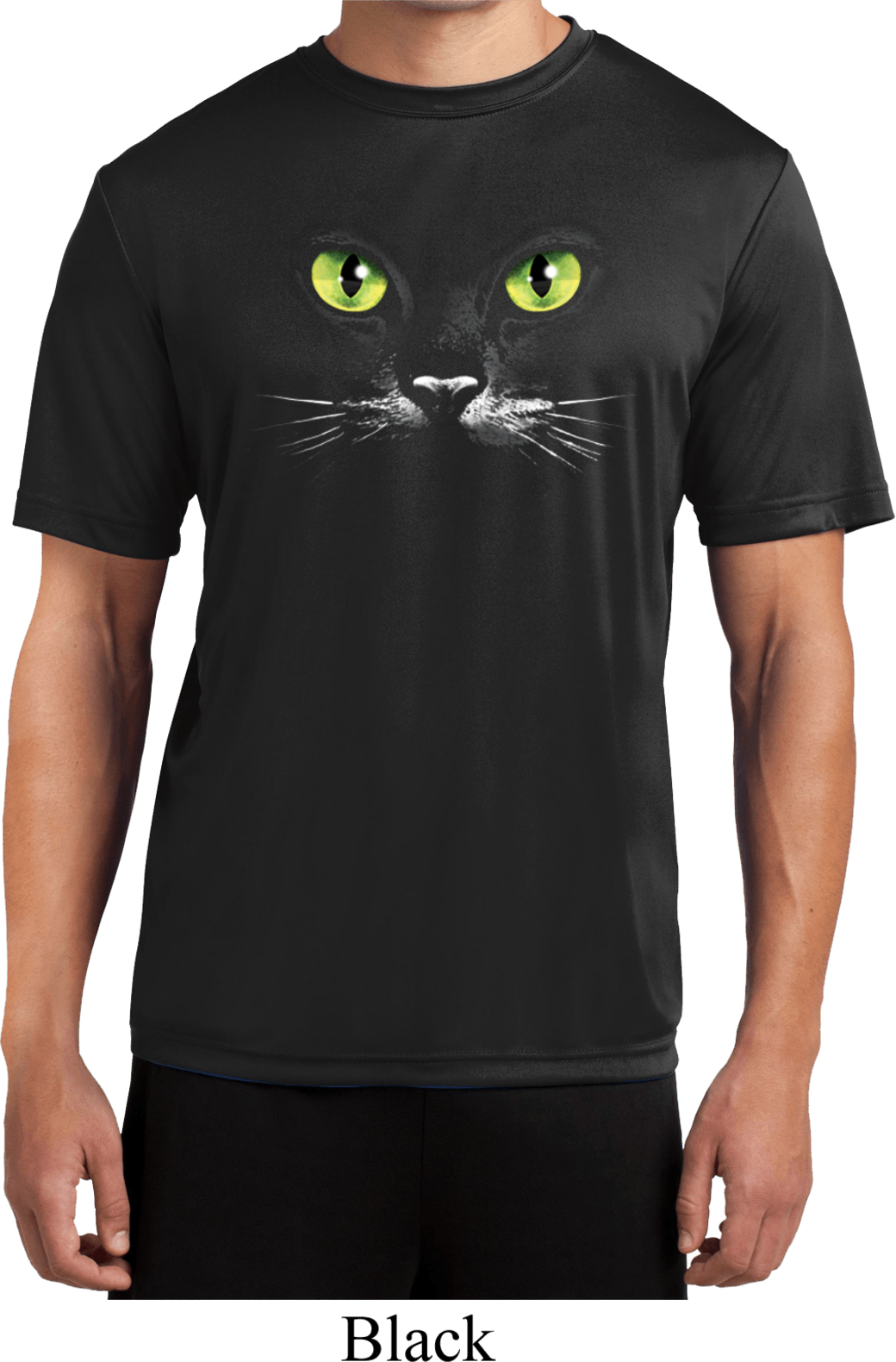 Mens Halloween Shirt Black Cat Moisture Wicking Tee TShirt Black Cat