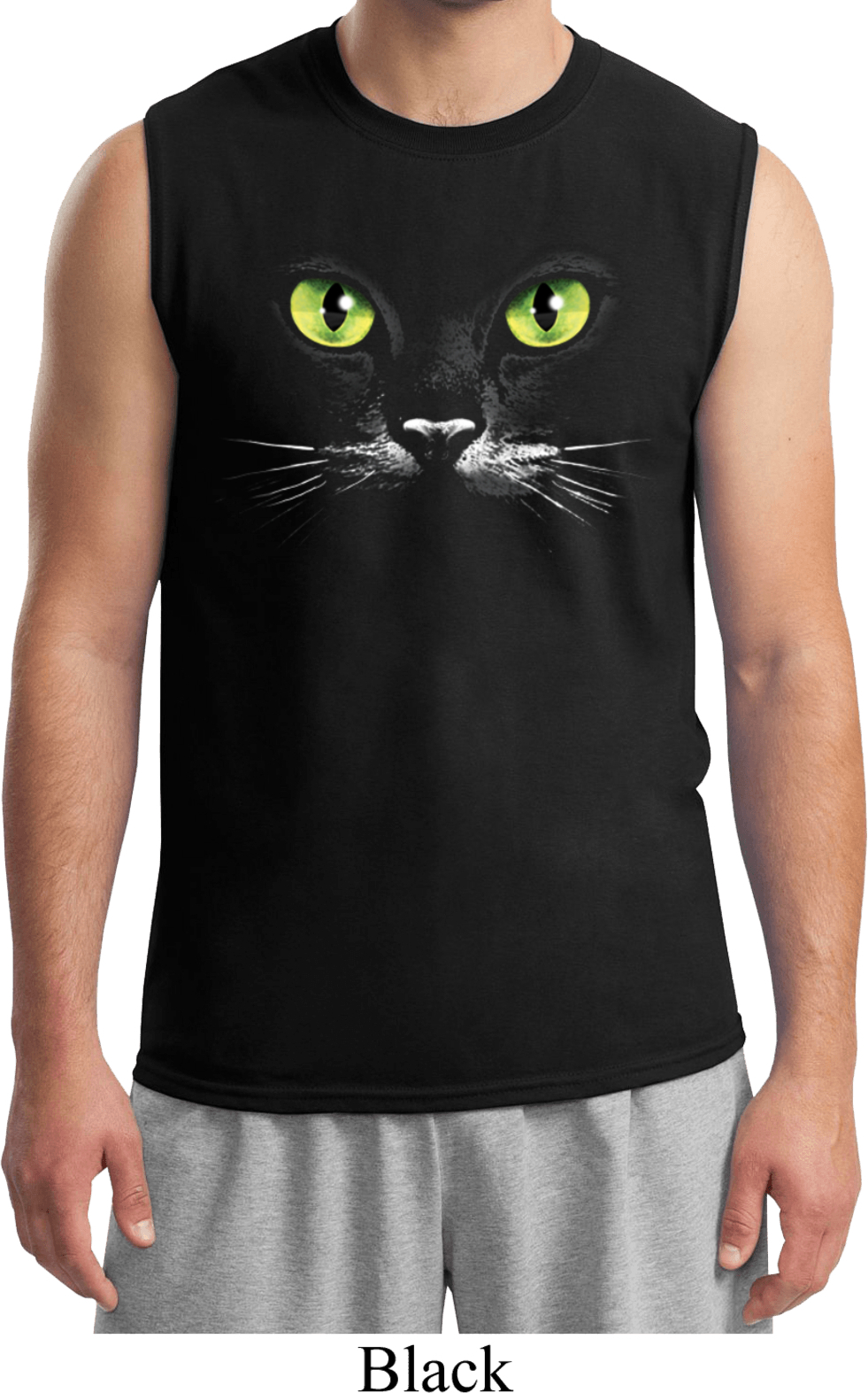 Mens Halloween Shirt Black Cat Muscle Tee TShirt Black Cat Mens