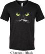 Mens Halloween Shirt Black Cat Tri Blend V-neck Tee T-Shirt