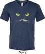 Mens Halloween Shirt Black Cat Tri Blend V-neck Tee T-Shirt