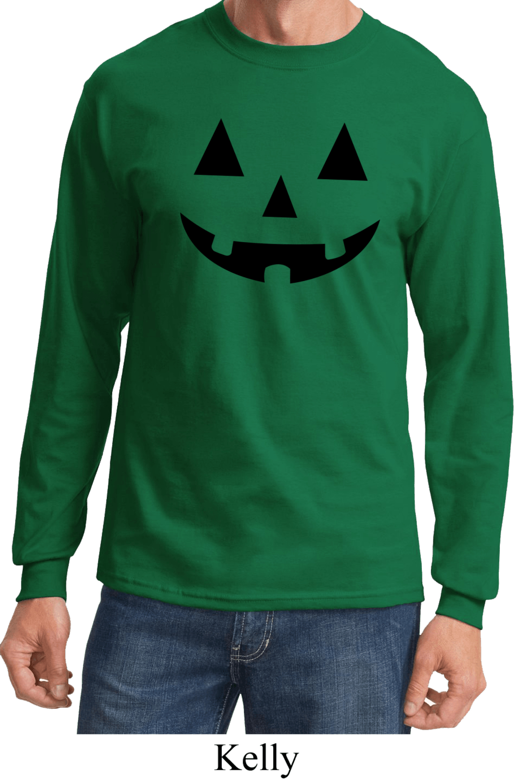 Mens Halloween Shirt Black Jack O Lantern Long Sleeve Tee TShirt