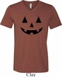 Mens Halloween Shirt Black Jack O Lantern Tri Blend V-neck Tee T-Shirt