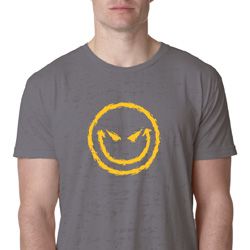 Mens Halloween Shirt Evil Smiley Face Burnout Tee T-Shirt