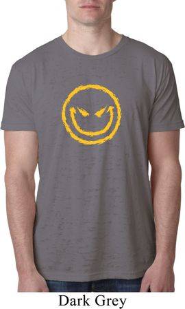 Mens Halloween Shirt Evil Smiley Face Burnout Tee T-Shirt