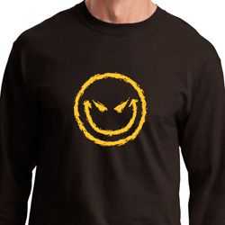 Mens Halloween Shirt Evil Smiley Face Long Sleeve Tee T-Shirt