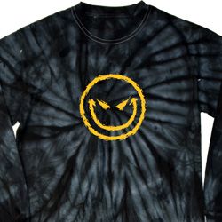 Mens Halloween Shirt Evil Smiley Face Long Sleeve Tie Dye Tee T-shirt