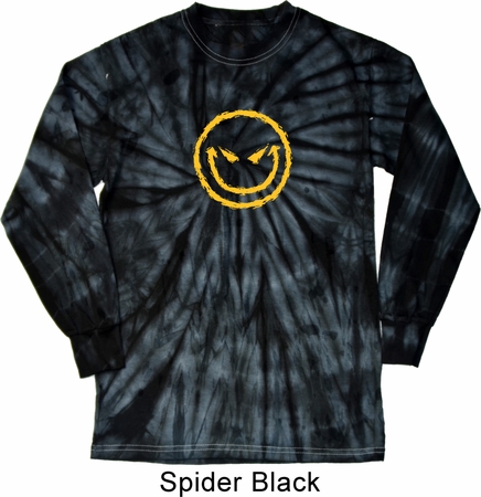Mens Halloween Shirt Evil Smiley Face Long Sleeve Tie Dye Tee T-shirt