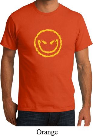 Mens Halloween Shirt Evil Smiley Face Organic Tee T-Shirt