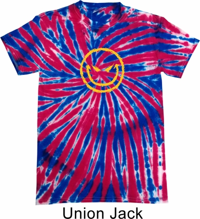 Mens Halloween Shirt Evil Smiley Face Patriotic Tie Dye Tee T-shirt