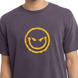 Mens Halloween Shirt Evil Smiley Face Pigment Dyed Tee T-Shirt