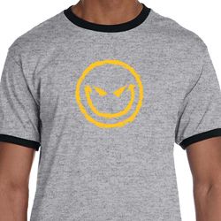 Mens Halloween Shirt Evil Smiley Face Ringer Tee T-Shirt