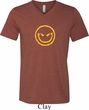 Mens Halloween Shirt Evil Smiley Face Tri Blend V-neck Tee T-Shirt
