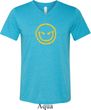 Mens Halloween Shirt Evil Smiley Face Tri Blend V-neck Tee T-Shirt