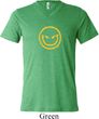Mens Halloween Shirt Evil Smiley Face Tri Blend V-neck Tee T-Shirt