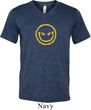 Mens Halloween Shirt Evil Smiley Face Tri Blend V-neck Tee T-Shirt