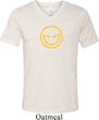 Mens Halloween Shirt Evil Smiley Face Tri Blend V-neck Tee T-Shirt