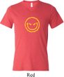 Mens Halloween Shirt Evil Smiley Face Tri Blend V-neck Tee T-Shirt