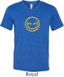 Mens Halloween Shirt Evil Smiley Face Tri Blend V-neck Tee T-Shirt