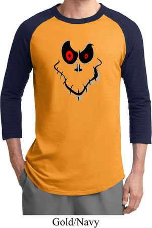 Mens Halloween Shirt Ghost Face Raglan Tee T-Shirt