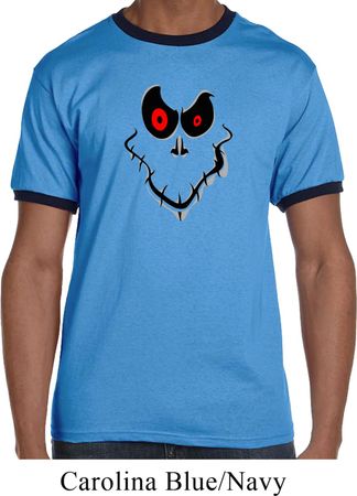 Mens Halloween Shirt Ghost Face Ringer Tee T-Shirt