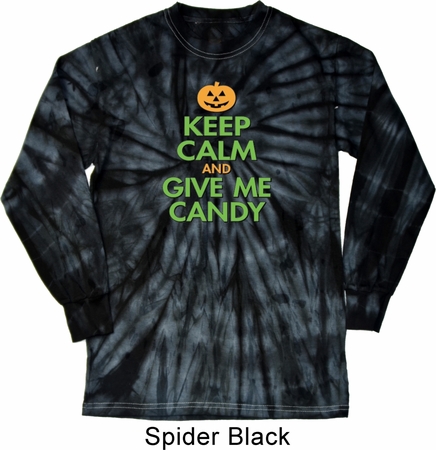 Mens Halloween Shirt Give Me Candy Long Sleeve Tie Dye Tee T-shirt