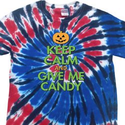 Mens Halloween Shirt Give Me Candy Patriotic Tie Dye Tee T-shirt