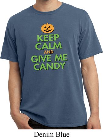Mens Halloween Shirt Give Me Candy Pigment Dyed Tee T-Shirt