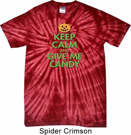 Mens Halloween Shirt Give Me Candy Spider Tie Dye Tee T-shirt