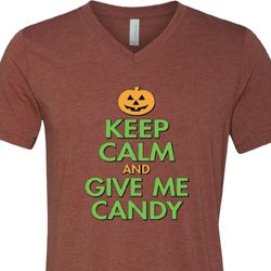 Mens Halloween Shirt Give Me Candy Tri Blend V-neck Tee T-Shirt