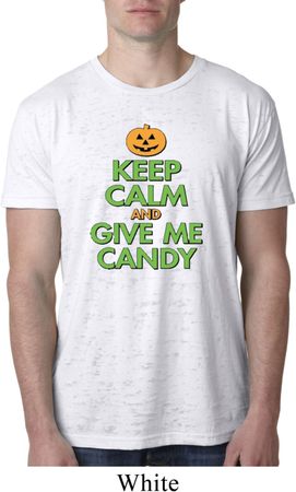 Mens Halloween Shirt Keep Calm and Give Me Candy Burnout Tee T-Shirt