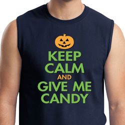 Mens Halloween Shirt Keep Calm and Give Me Candy Muscle Tee T-Shirt
