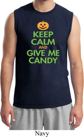 Mens Halloween Shirt Keep Calm and Give Me Candy Muscle Tee T-Shirt