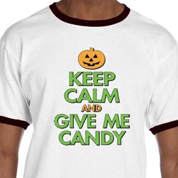 Mens Halloween Shirt Keep Calm and Give Me Candy Ringer Tee T-Shirt