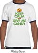Mens Halloween Shirt Keep Calm and Give Me Candy Ringer Tee T-Shirt