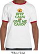 Mens Halloween Shirt Keep Calm and Give Me Candy Ringer Tee T-Shirt