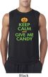 Mens Halloween Shirt Keep Calm and Give Me Candy Sleeveless Tee