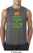 Mens Halloween Shirt Keep Calm and Give Me Candy Sleeveless Tee