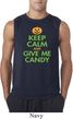Mens Halloween Shirt Keep Calm and Give Me Candy Sleeveless Tee
