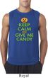 Mens Halloween Shirt Keep Calm and Give Me Candy Sleeveless Tee